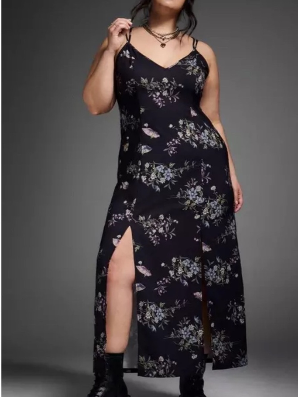 TORRID Nightfall Floral Slip Maxi Dress in Black